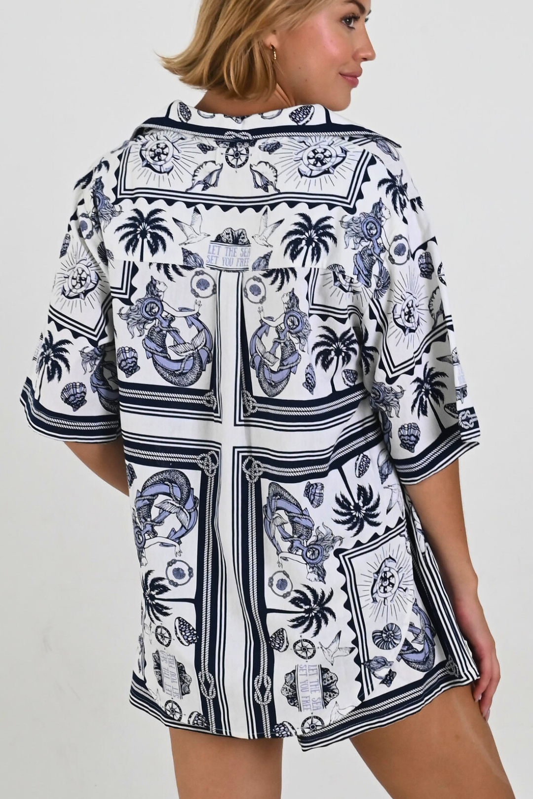 Back of Emily Printed Blouse made from Rayon/ Linen