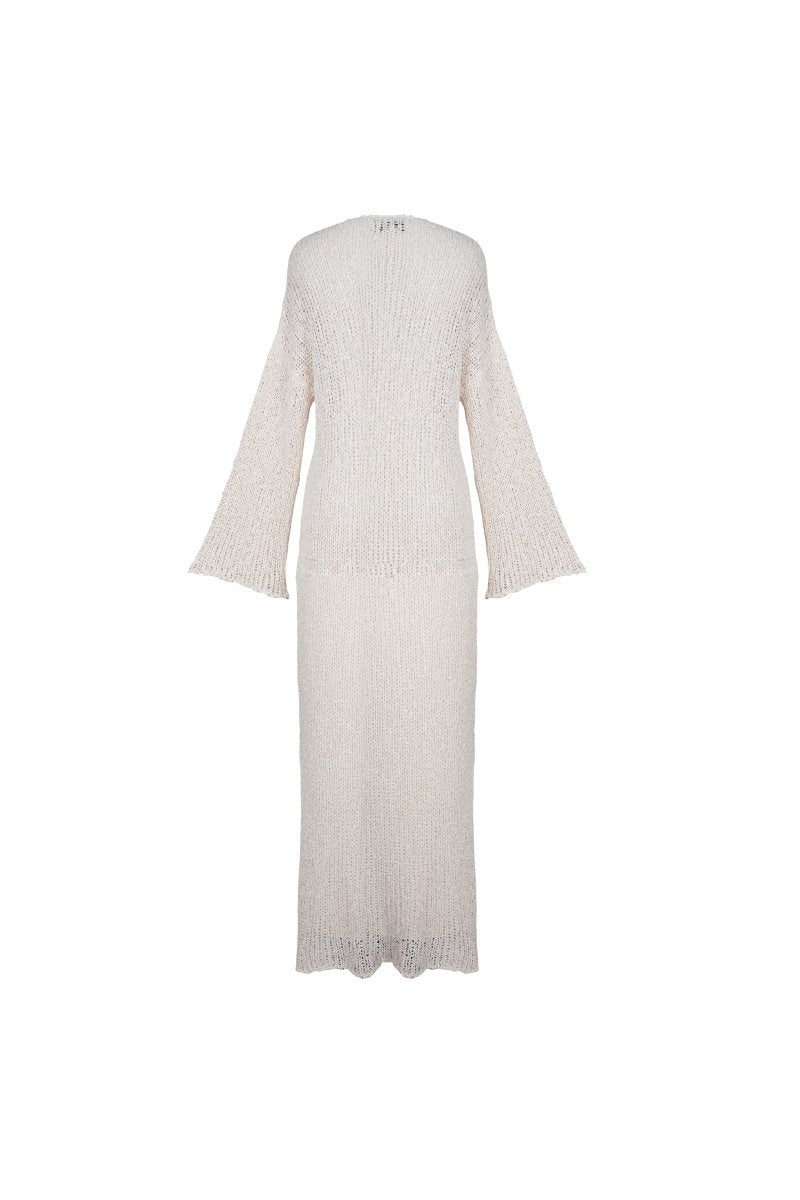 Beca Honey Butter Cream V Neck Dress - Amira Collective