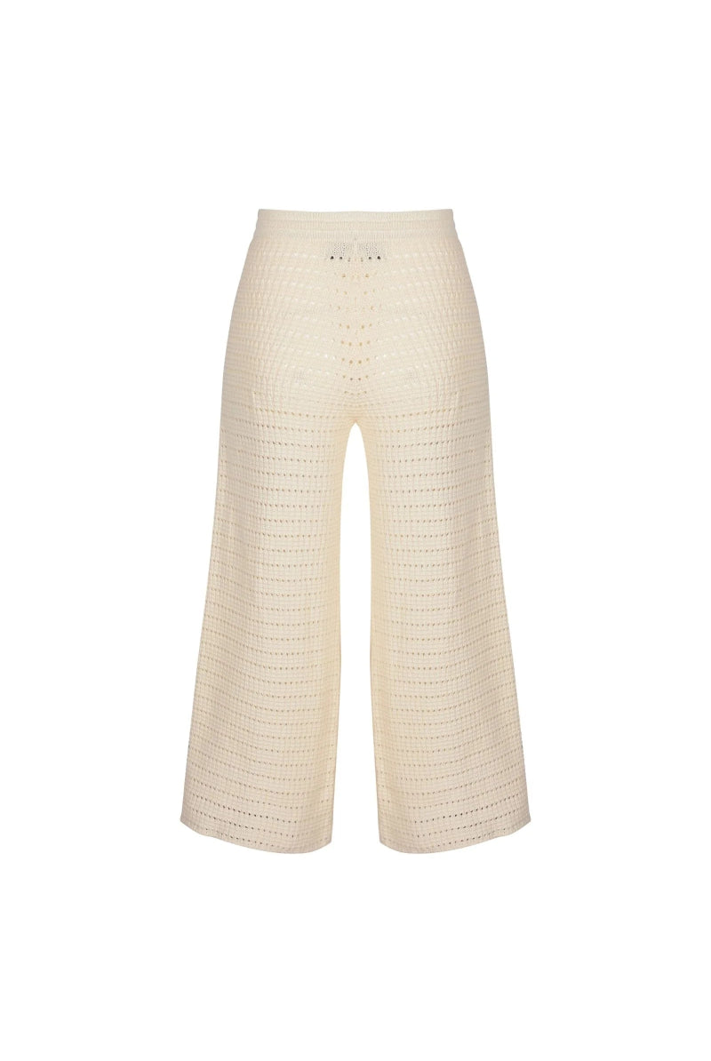 Cotton Crochet Wide Leg Pants Cream - Amira Collective