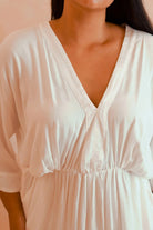 Freya White Elasticised Waist Dress - Amira Collective