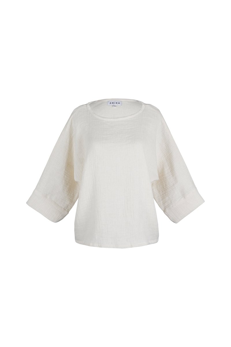 Sofia Natural 3/4 Sleeve Top - Amira Collective