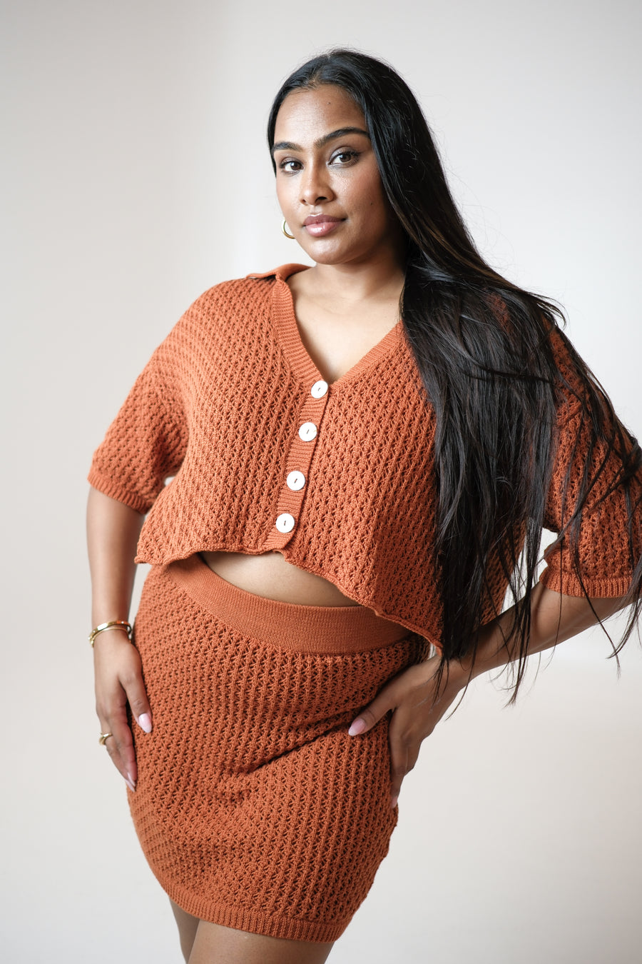 Layla Crochet Collard Crop Rust