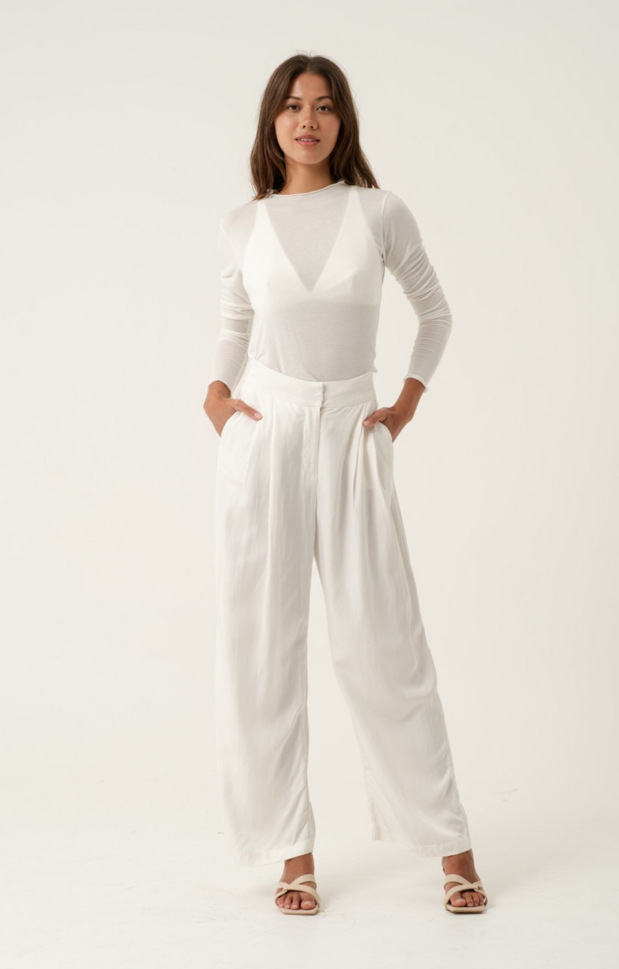 Julia Off White Wide Leg Pants