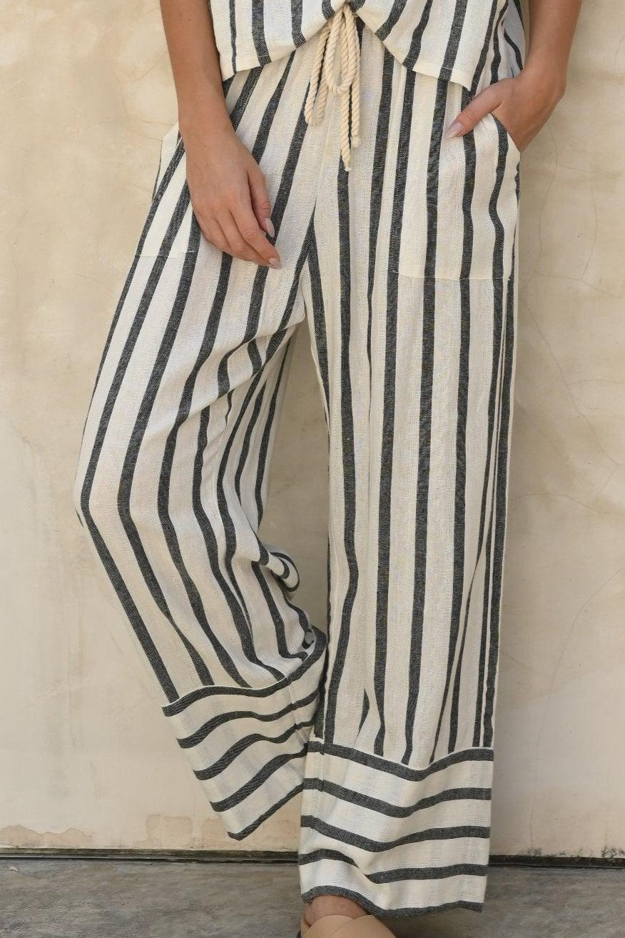 Izzie Stripe Linen Pants made from a cotton-linen blend