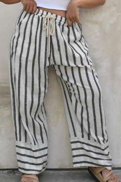 Izzie Stripe Linen Pants made from a cotton-linen blend