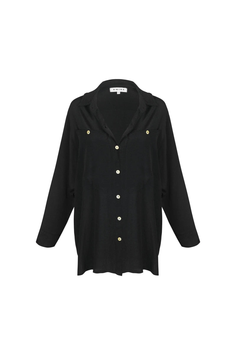 Fujette Black Blouse - Amira Collective