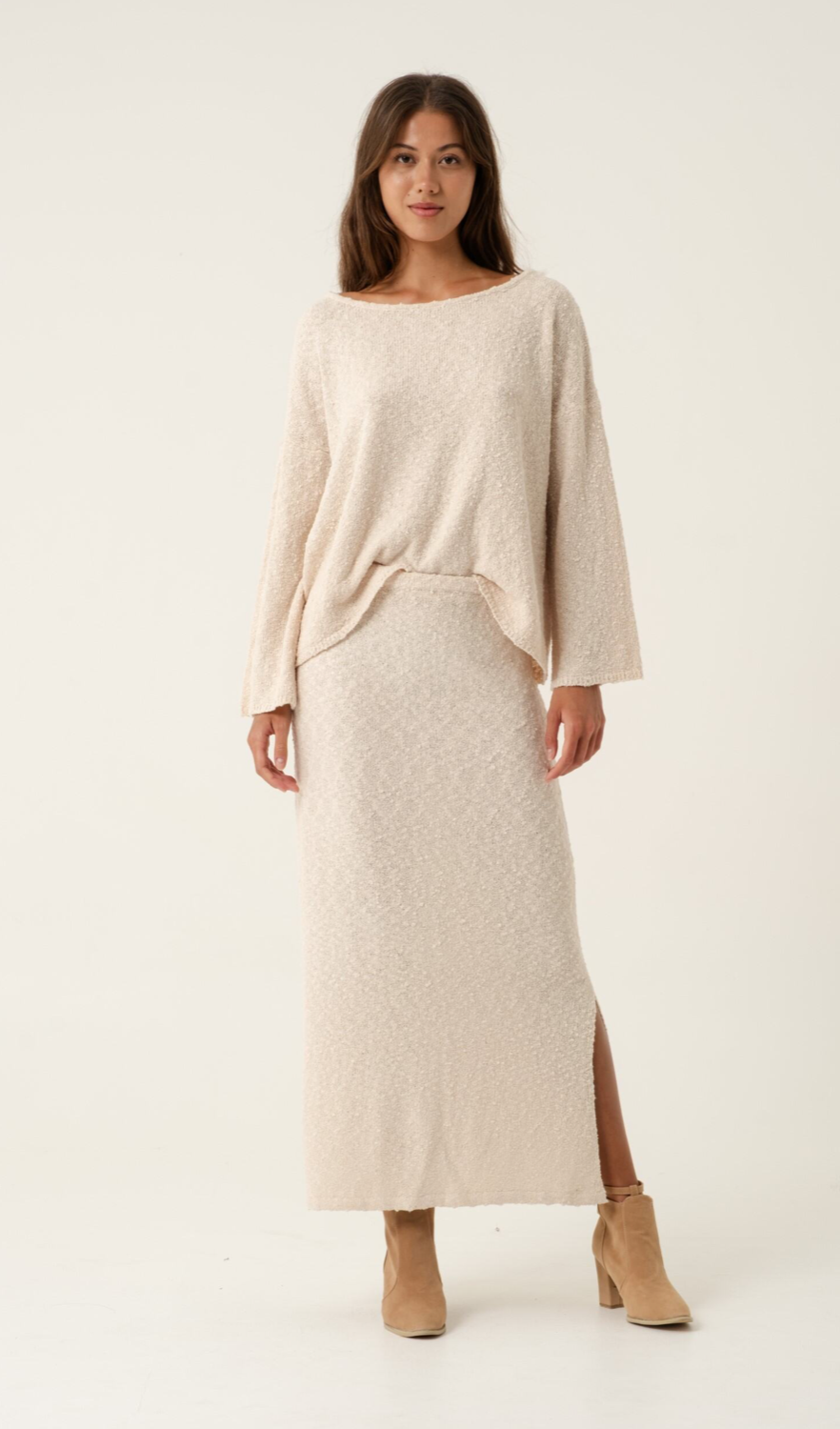 Melani Honey Butter Maxi Knit Skirt
