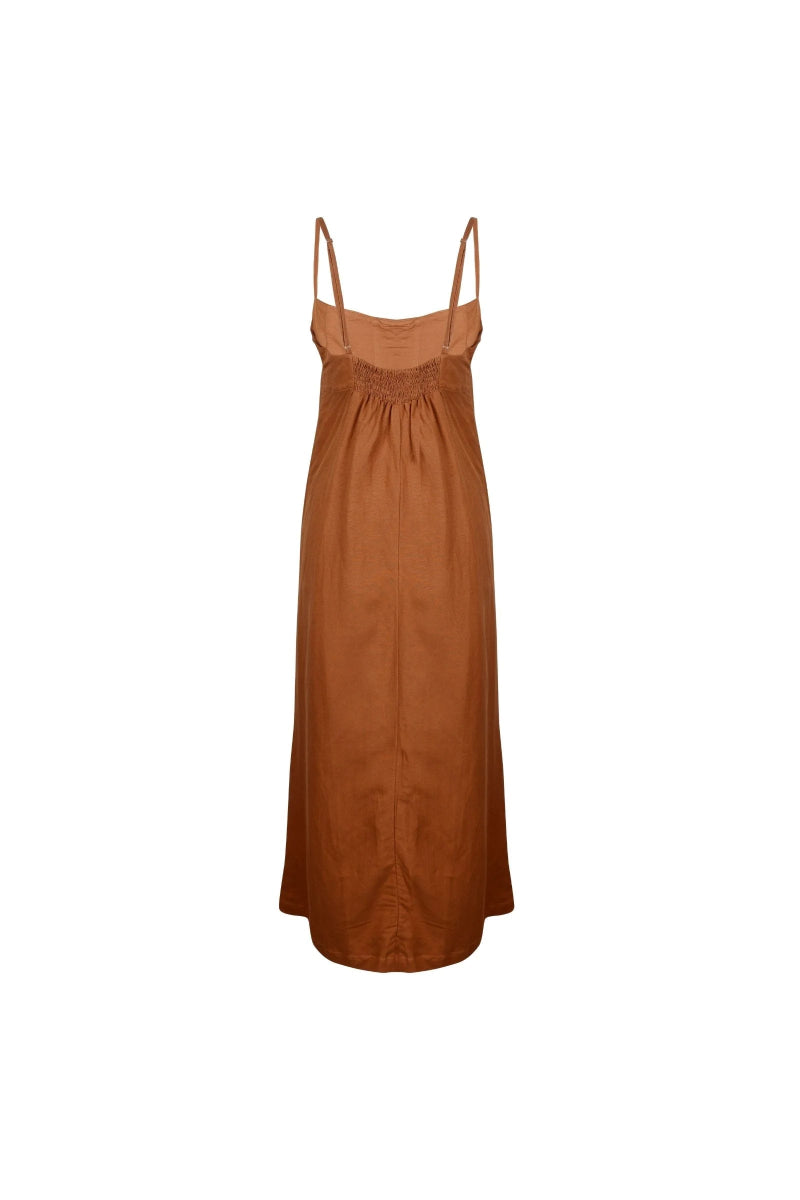 Amelia Copper Pleated Dress - Amira Collective