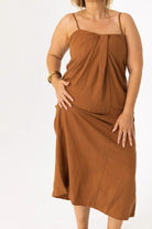 Amelia Copper Pleated Dress - Amira Collective