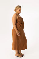 Amelia Copper Pleated Dress - Amira Collective