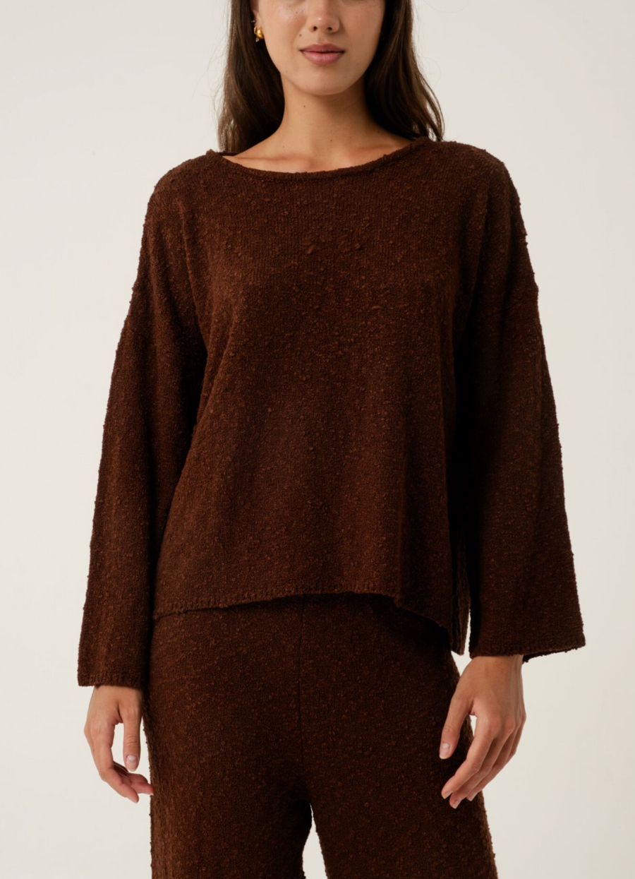 Alana Chocolate High Low Knit Jumper