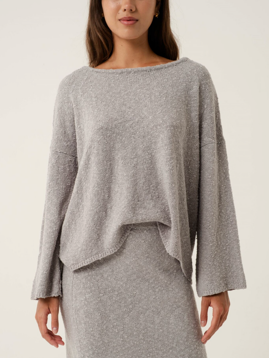 Alana Steel High Low Knit Jumper