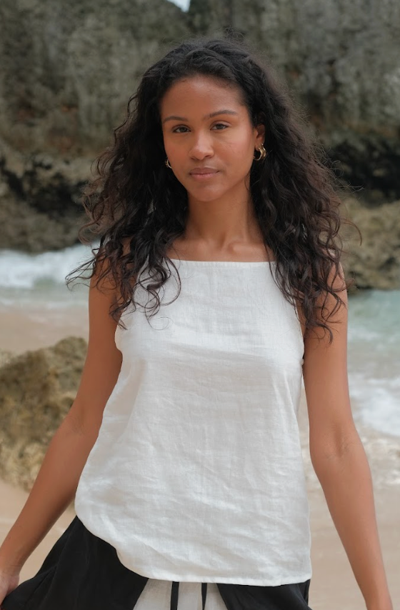 Dianne Camisole Off White Linen Top