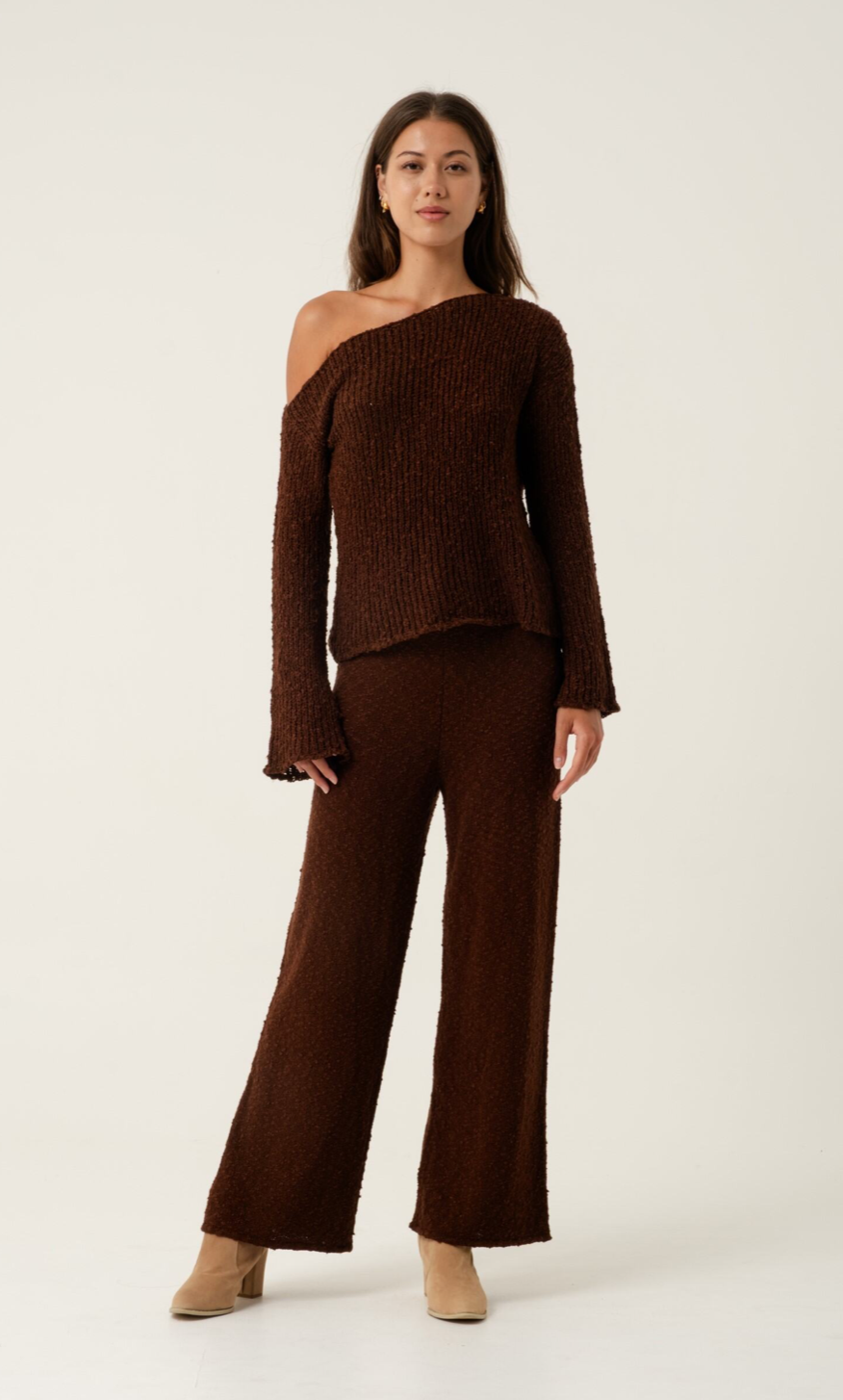 Liora Chocolate Knit Pants