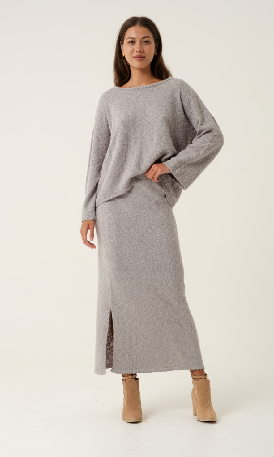 Melani Steel Maxi Knit Skirt