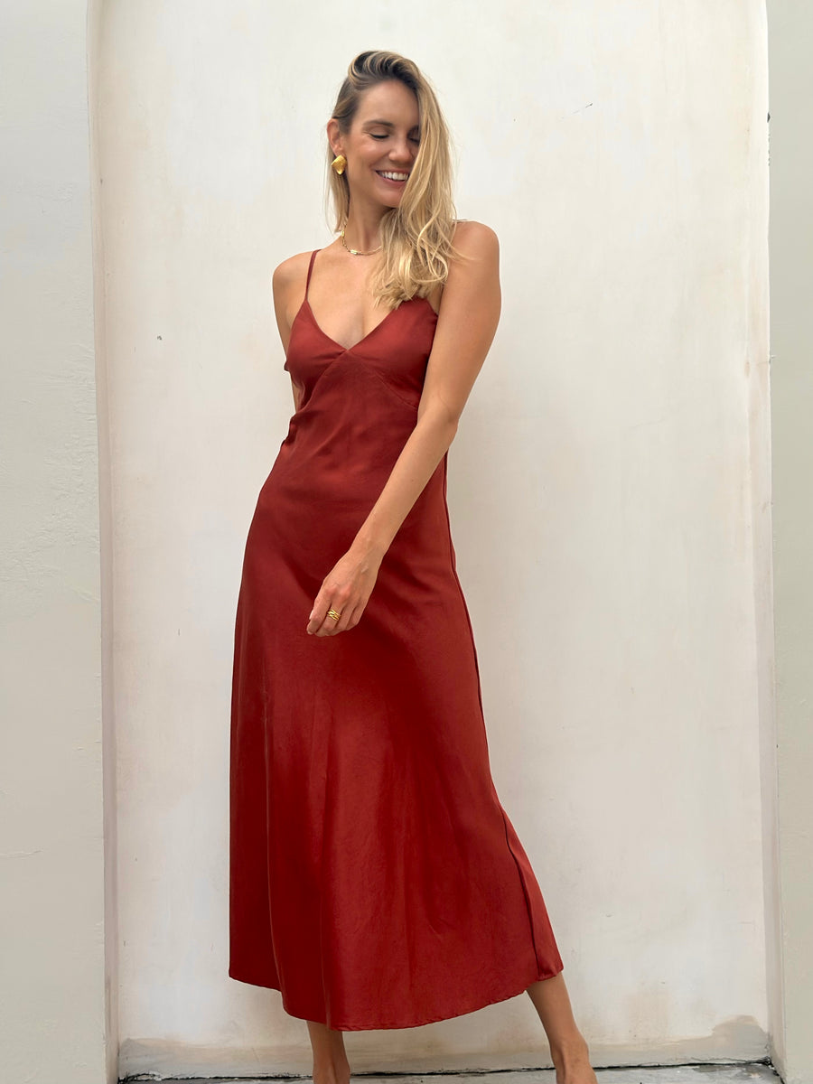 Scotty Burgundy Lyocell Slip Dress