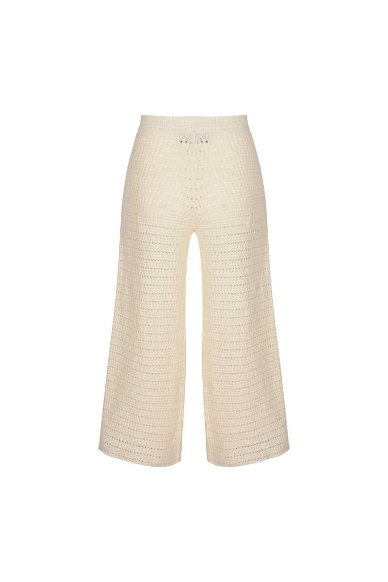 Cotton Crochet Wide Leg Pants Cream - Amira Collective
