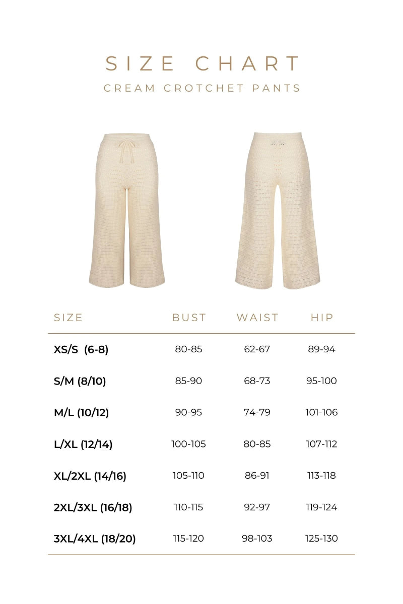 Cotton Crochet Wide Leg Pants Cream - Amira Collective