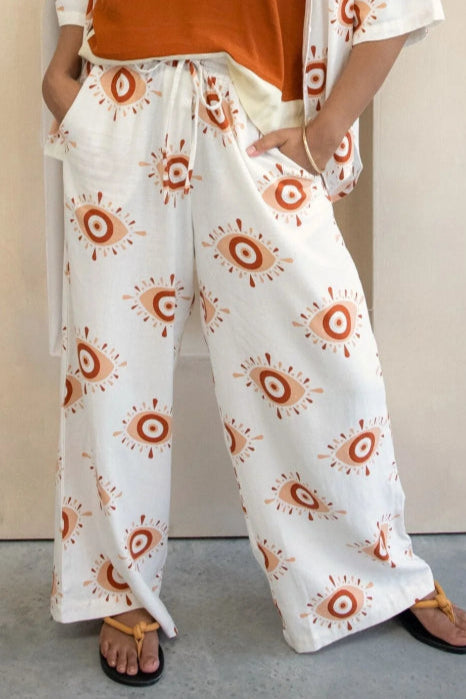 Evil Eye Linen/Rayon Pants - Amira Collective