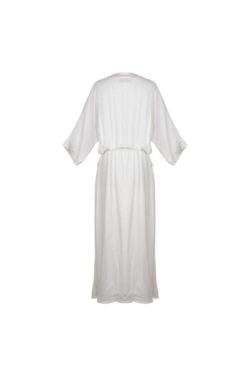 Freya White Elasticised Waist Dress - Amira Collective