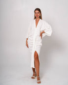 Zyra White V Neck Dress - Amira Collective